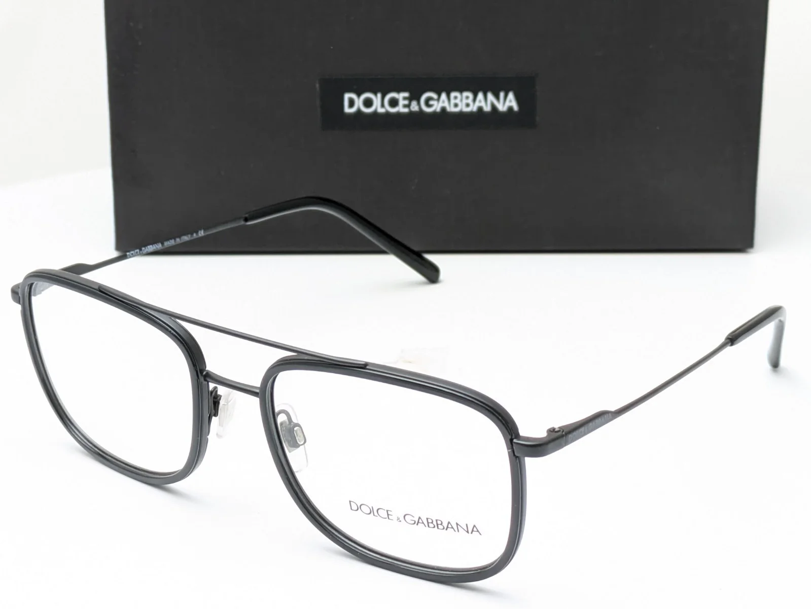 Dolce & Gabbana DG 1288 1106 Aviator Matte Black Men Eyeglasses Frames 53-18-145