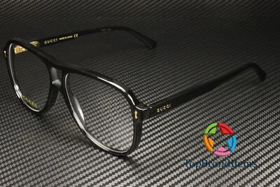 GUCCI GG1044O 001 Pilot Black Shiny Demo Lens 57 mm Men