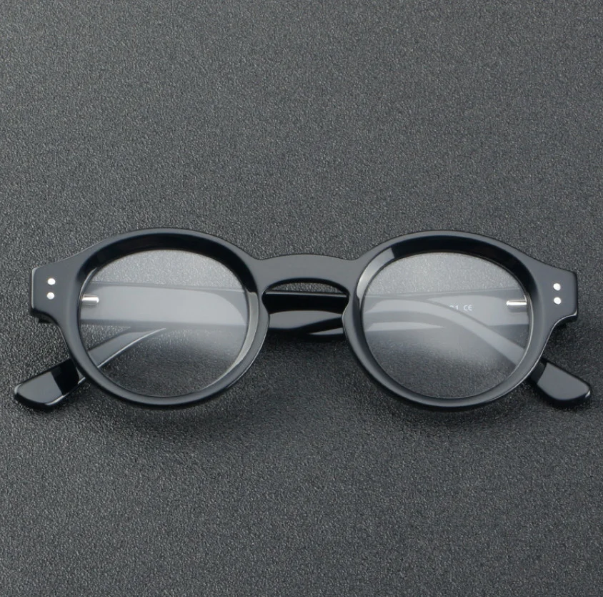 Men Women Retro Round Thick Frame Acetate Eyeglasses Clear Lens Glasses Frames 2