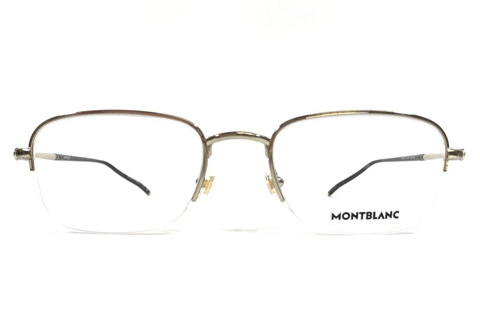 Montblanc Eyeglasses Frames MB0131O 002 Polished Gold Square Half Rim 52-20-145