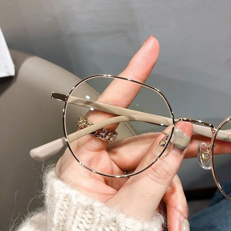 Myopia Glasses Women Blue Light Computer Eyeglasses Girls Metal Round Frame Shortsighted Eyewear -1.0 -1.5 -2.0 -2.5 To -6.0
