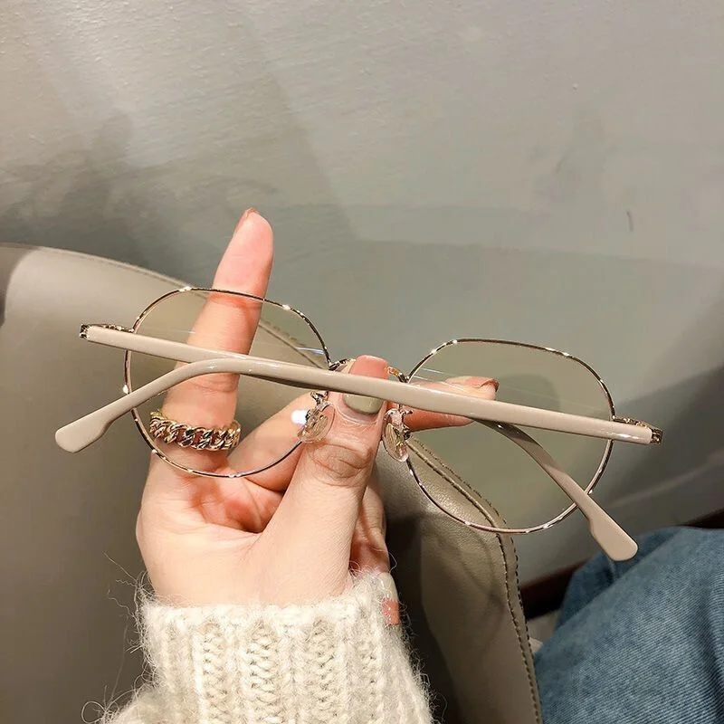 Myopia Glasses Women Blue Light Computer Eyeglasses Girls Metal Round Frame Shortsighted Eyewear -1.0 -1.5 -2.0 -2.5 To -6.0 2