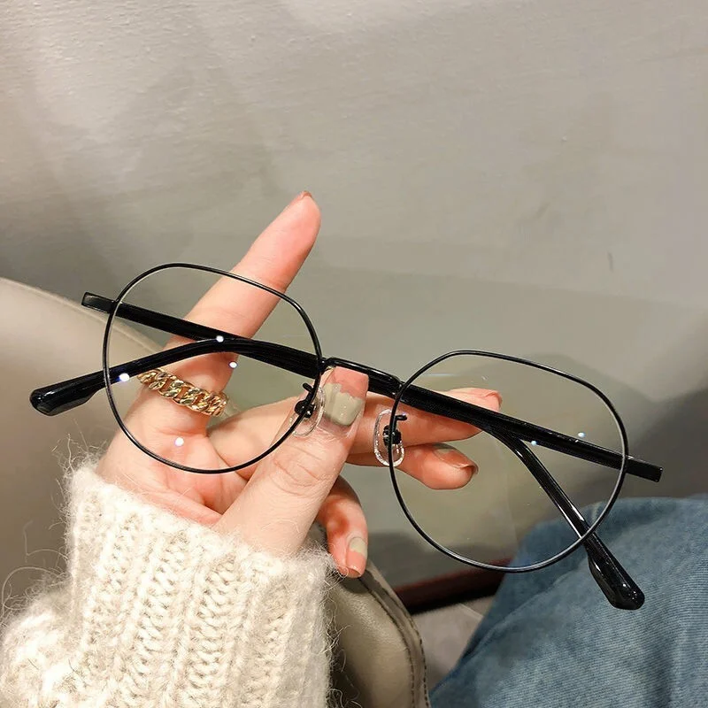 Myopia Glasses Women Blue Light Computer Eyeglasses Girls Metal Round Frame Shortsighted Eyewear -1.0 -1.5 -2.0 -2.5 To -6.0 3