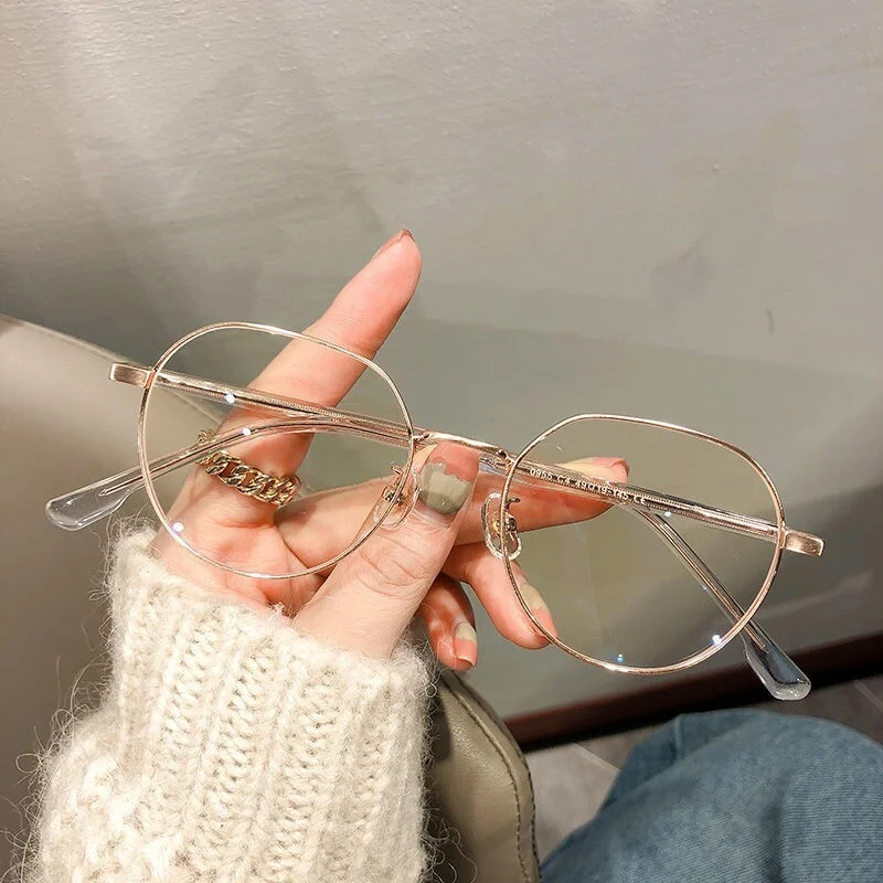 Myopia Glasses Women Blue Light Computer Eyeglasses Girls Metal Round Frame Shortsighted Eyewear -1.0 -1.5 -2.0 -2.5 To -6.0 4