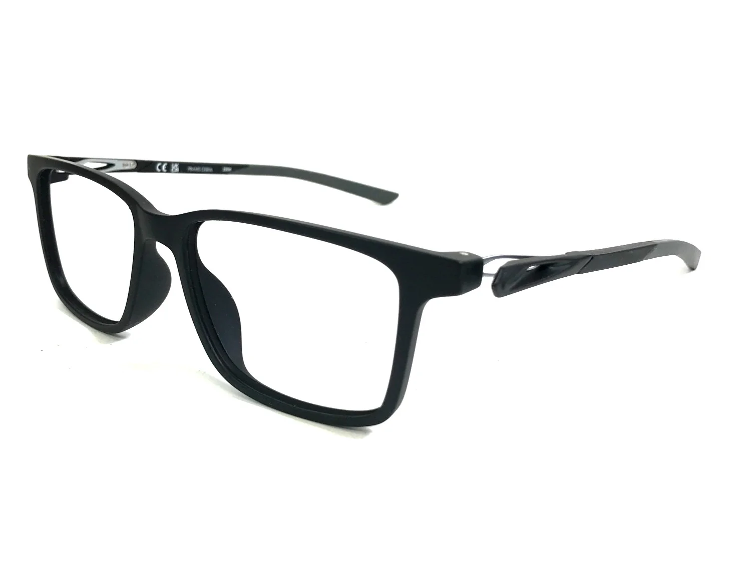 Nike Eyeglasses Frames 7145 001 Matte Satin Black Rectangle Full Rim 53-16-140