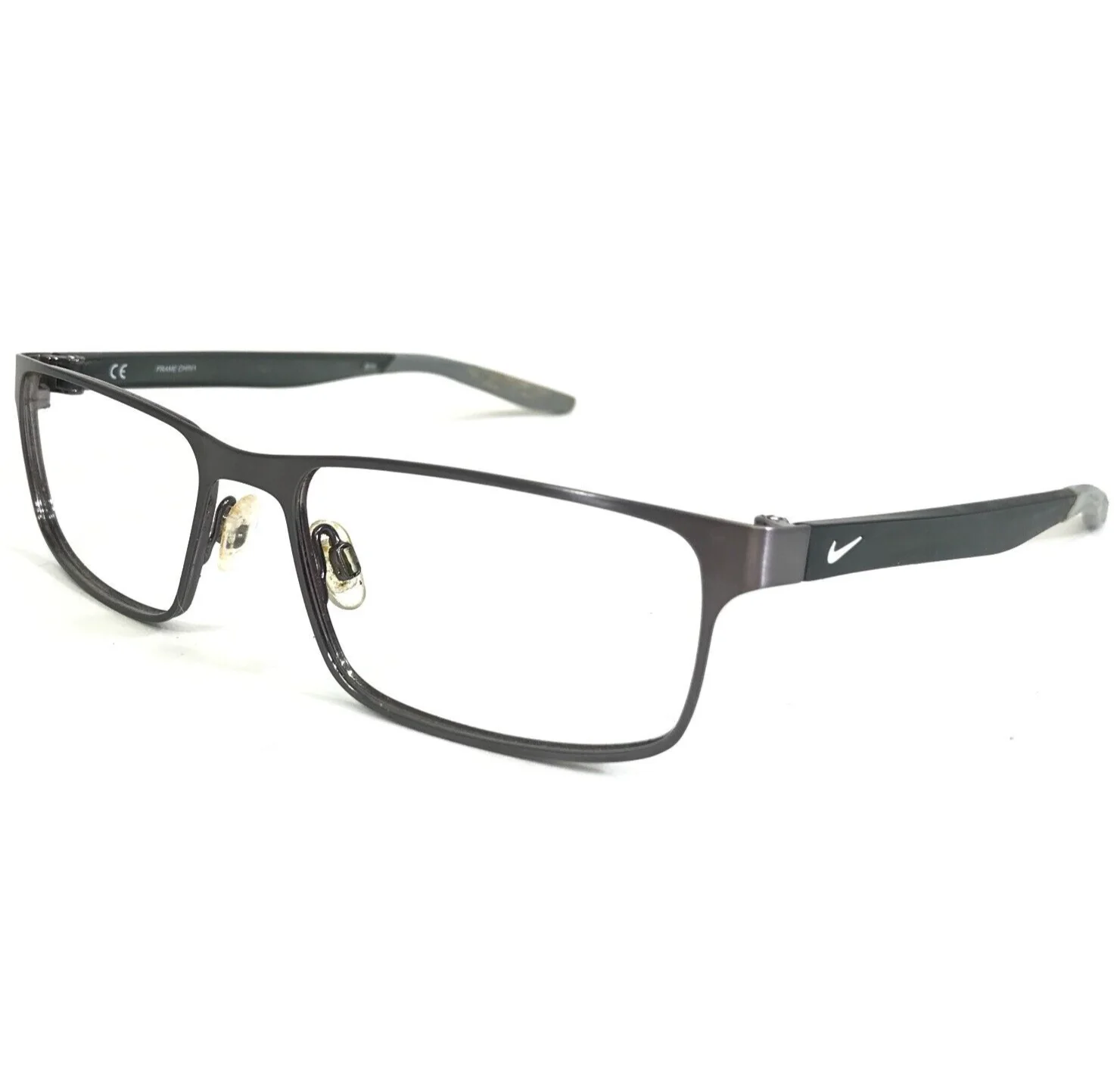 Nike Eyeglasses Frames 8131 073 Black Brushed Gray Metal Rectangular 55-17-140