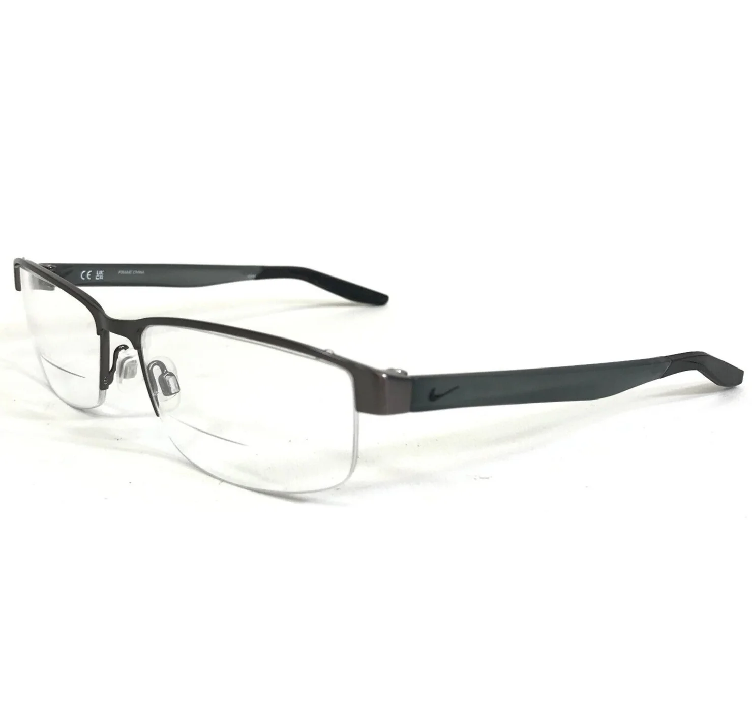 Nike Eyeglasses Frames 8138 071 Gunmetal Matte Smoke Gray Half Rim 56-16-140