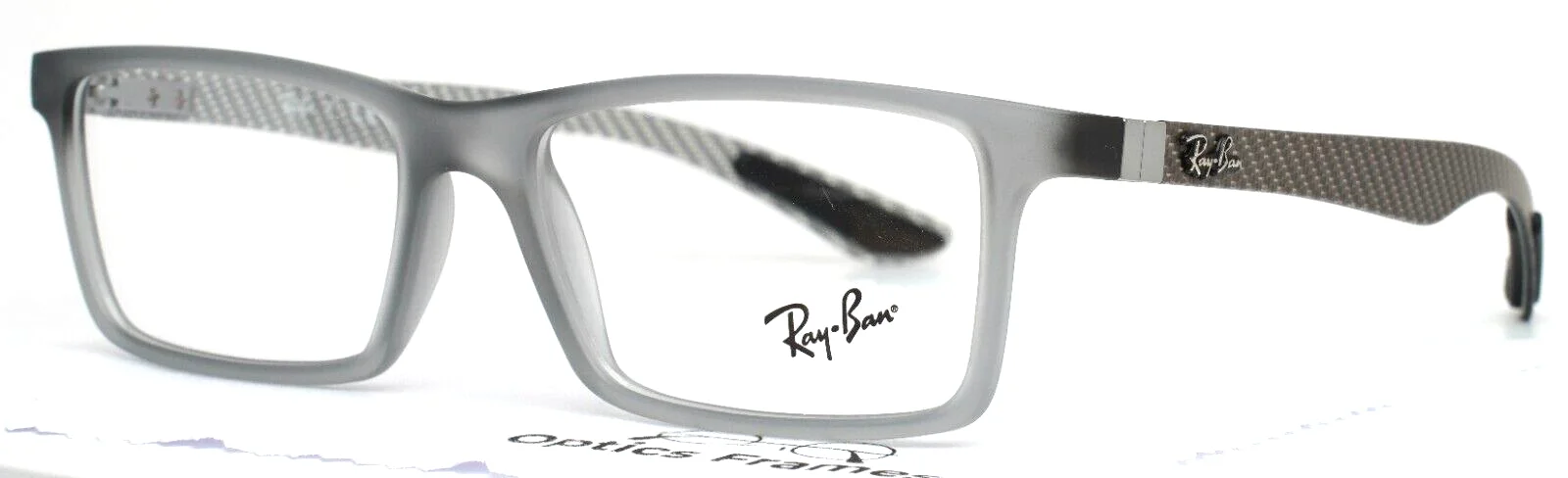 RAY BAN RB8901 5244 Matte Gray Carbon Mens Rectangle Eyeglasses 55-17-145 B:33